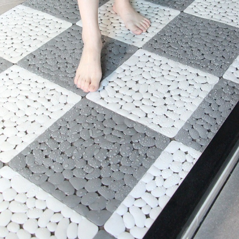 Bamboo Bath Mat - 1-10PC 30X30cm Bathroom Pebble Non Slip