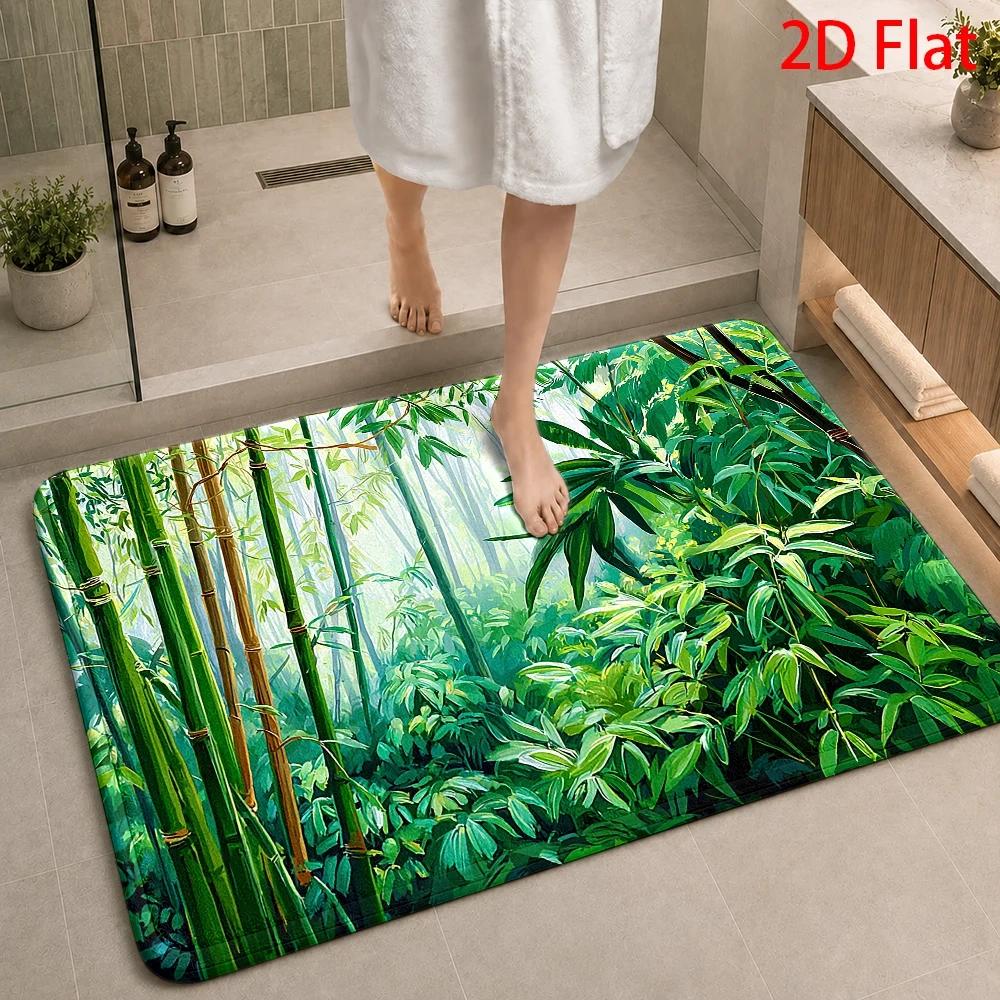 Tropical Bamboo Jungle Pattern - Bamboo Bath Mat ulasan dan harga
