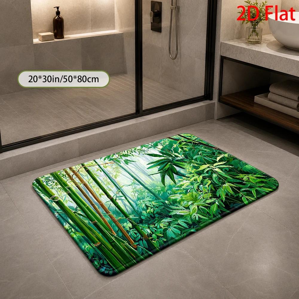 Tropical Bamboo Jungle Pattern - Bamboo Bath Mat ulasan dan harga