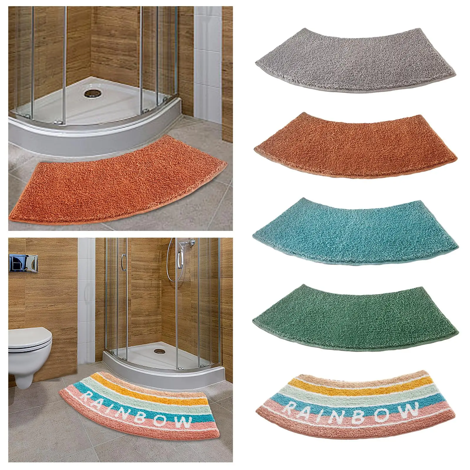 Curved Shower Mat Toilet Rug B - Bamboo Bath Mat ulasan dan harga