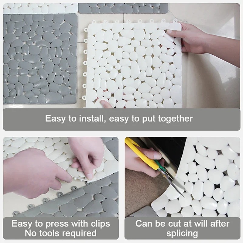 1-10PC 30X30cm Bathroom Pebble - Bamboo Bath Mat ulasan dan harga