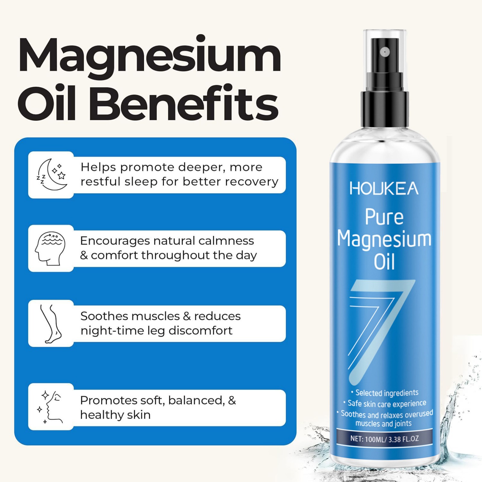 Pure Magnesium Oil Spray 100ml - Bath Salts Magnesium ulasan dan harga