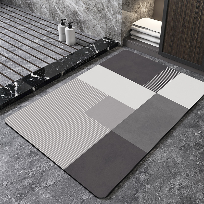 Nordic Geometric Diatomite Bat - Bamboo Bath Mat ulasan dan harga