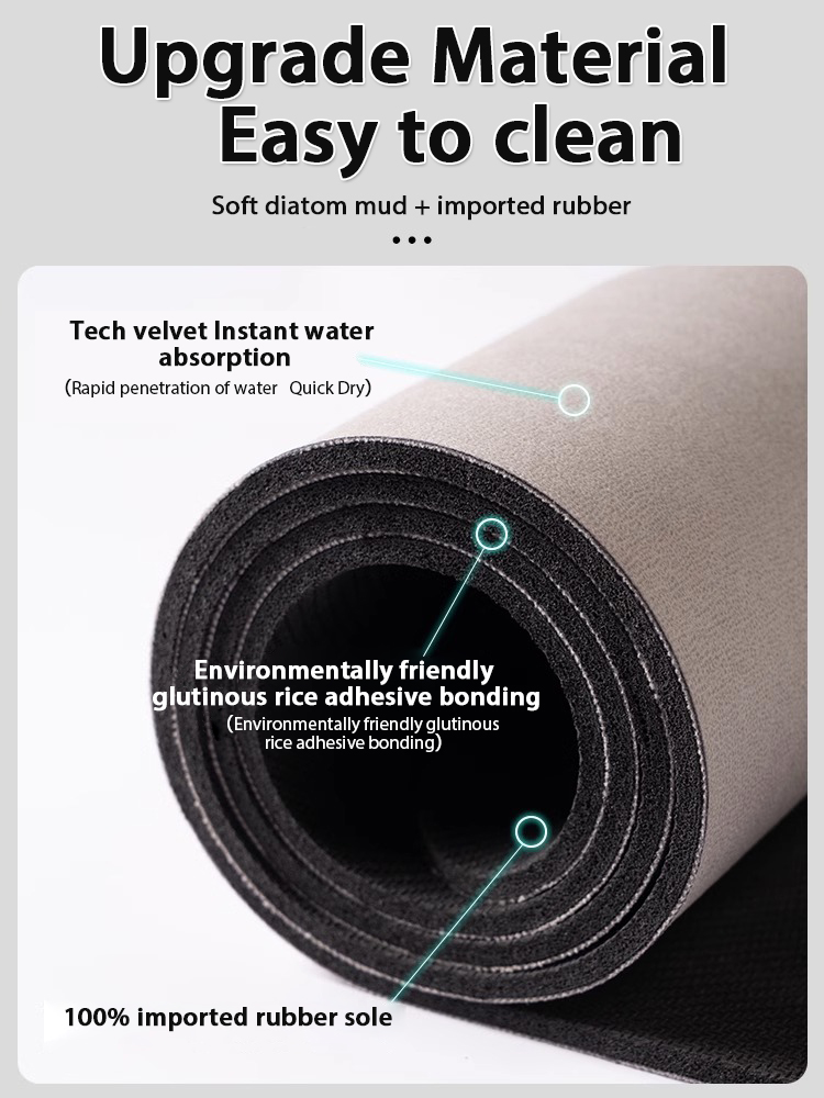 Nordic Geometric Diatomite Bat - Bamboo Bath Mat ulasan dan harga